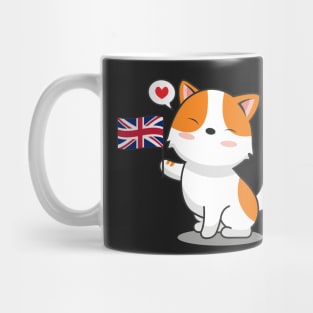 Cute Cat Holding Flag Of The United Kingdom Mug